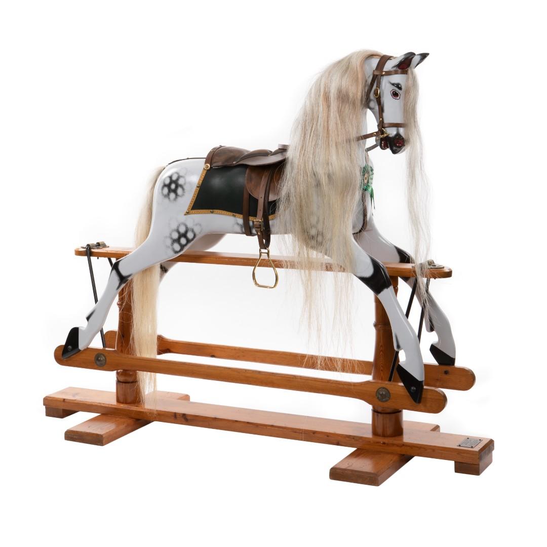 Pink and grey rocking horse on sale
